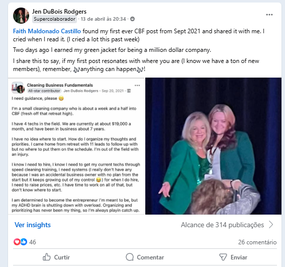 Facebook testimonial screenshot