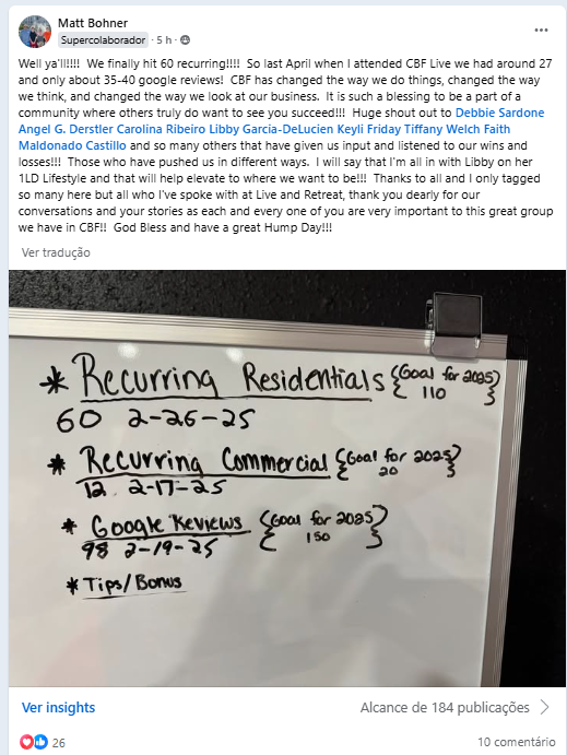 Facebook testimonial screenshot