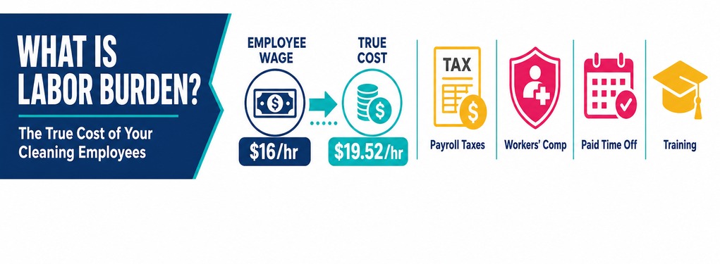 What Is Labor Burden - Infographic showing true employee cost breakdown for cleaning businesses - Cleaning Business Fundamentals